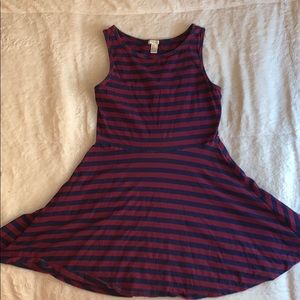Red and Blue Stripe Skater Dress